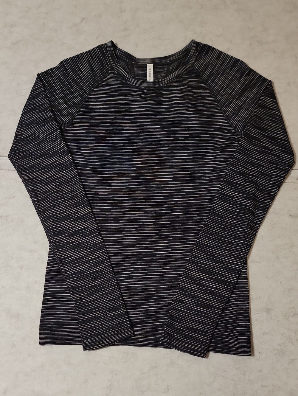 Athleta Black & White Space-Dye Long Sleeve Top